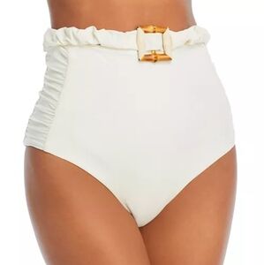 NWT Johanna Ortiz Mahaba Ecru Ruched High Rise Bikini Bottom Size M